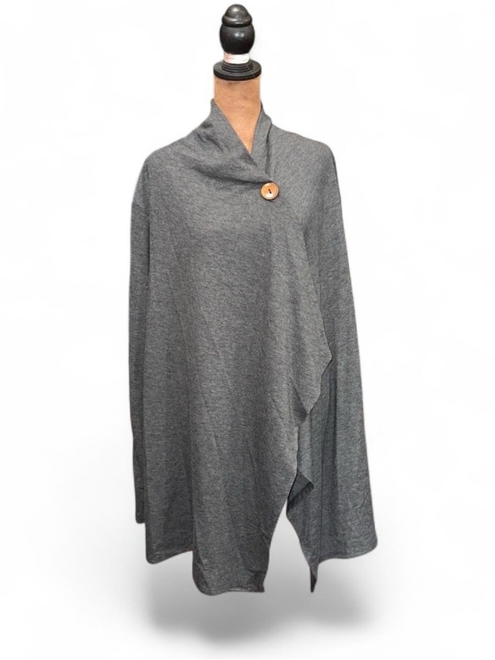 bobeau Gray Button Front Poncho 3X Hobbit Twilight Autumn Cardigan Twee